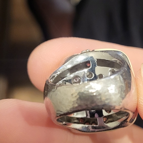 Belle Etoile Galaxy Sterling Silver Beige Enamel CZ RING Size 7 - Picture 5 of 6